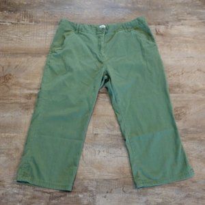 Bass women's 100% Cotton cropped 23" Inseam green‎ chino pants Sz 16